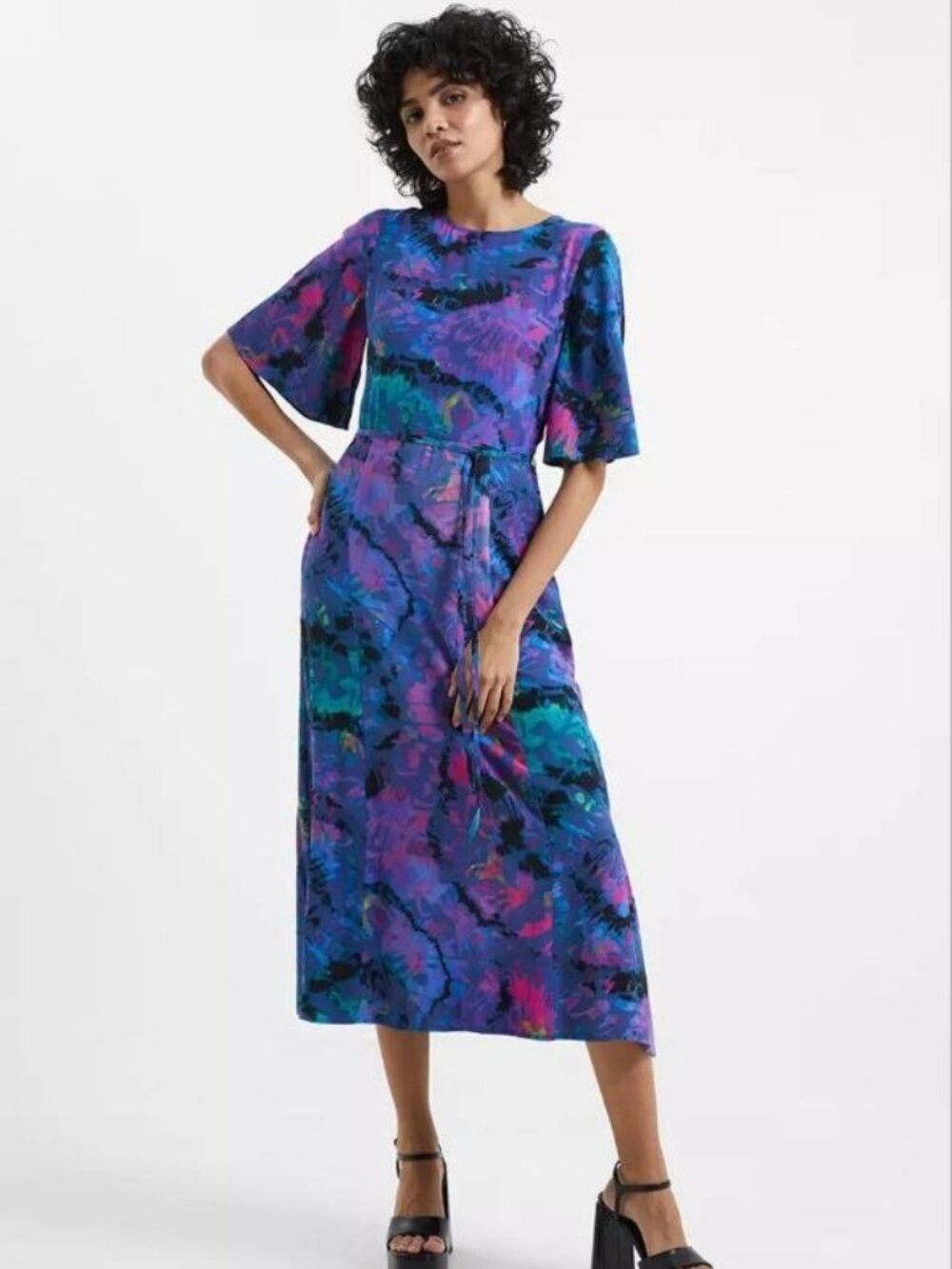 French Connection GABRIELLA DELPH MIDI Blue Depth Size S